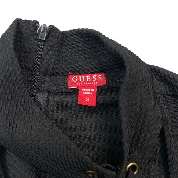 GUESS Peplum Textured Tie Neck V Neck Top Sz Small - Picture 4 of 4